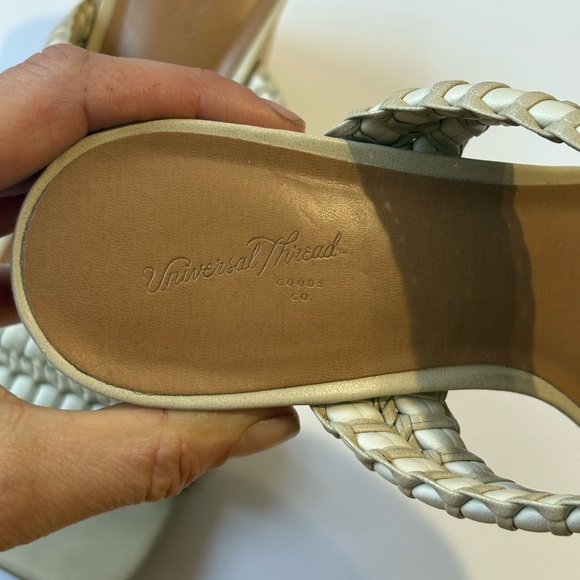 Universal thread cream braided block heel sandal Nikola heel size 6 - Picture 3 of 10